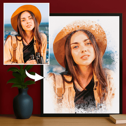 Dziewczyna w akwarelowym stylu - portret na plakacie dla niej - Emmygift.pl