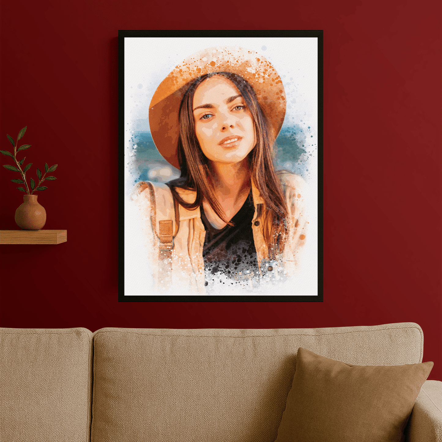 Dziewczyna w akwarelowym stylu - portret na plakacie dla niej - Emmygift.pl