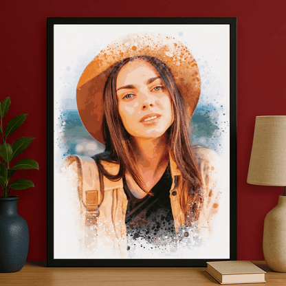 Dziewczyna w akwarelowym stylu - portret na plakacie dla niej - Emmygift.pl
