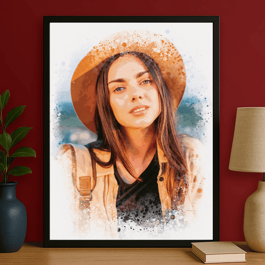 Dziewczyna w akwarelowym stylu - portret na plakacie dla niej - Emmygift.pl