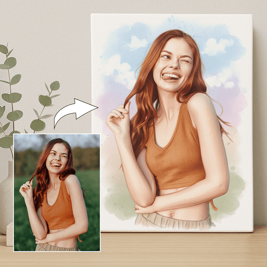 Dziewczyna w akwarelowym stylu - portret na płótnie dla dziewczyny - Emmygift.pl