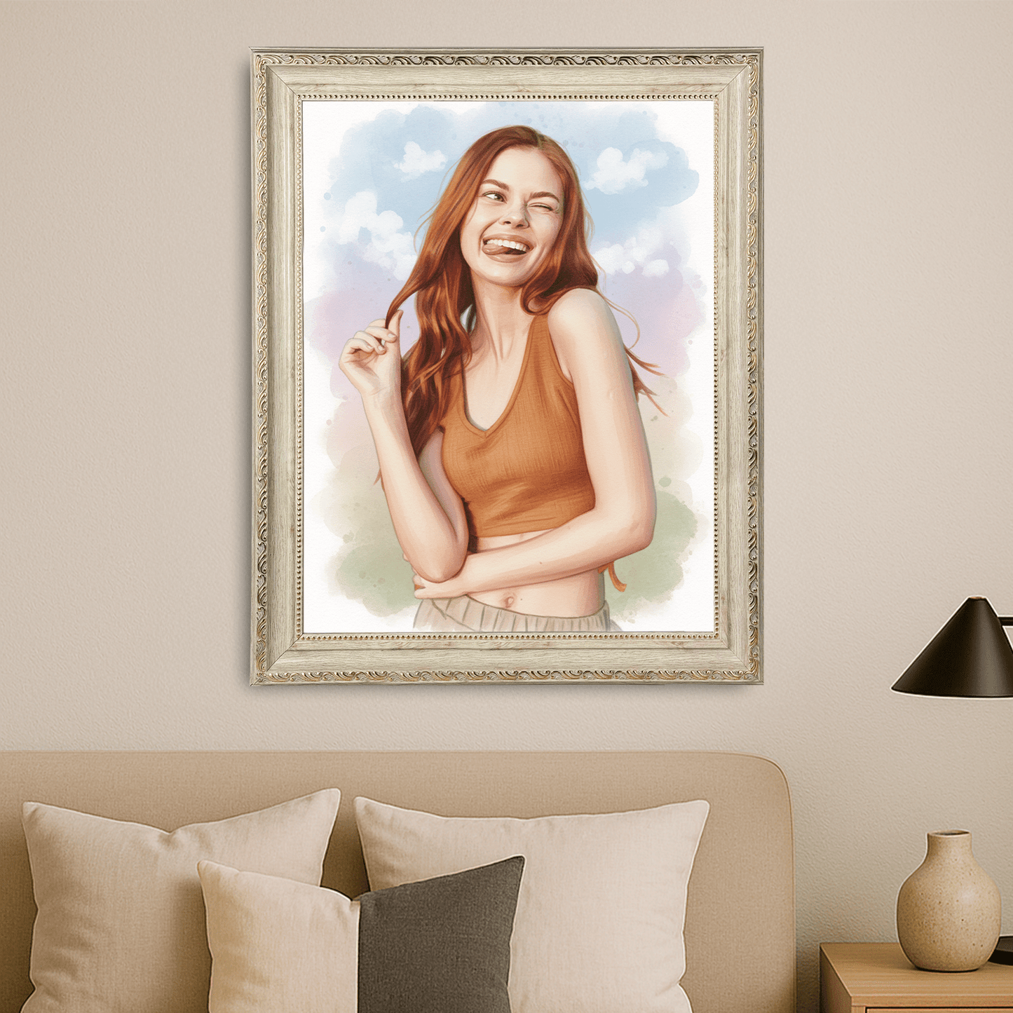 Dziewczyna w akwarelowym stylu - portret na płótnie dla dziewczyny - Emmygift.pl