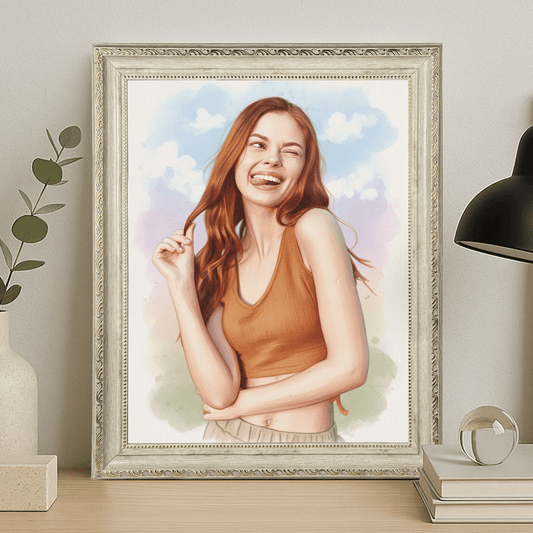Dziewczyna w akwarelowym stylu - portret na płótnie dla dziewczyny - Emmygift.pl