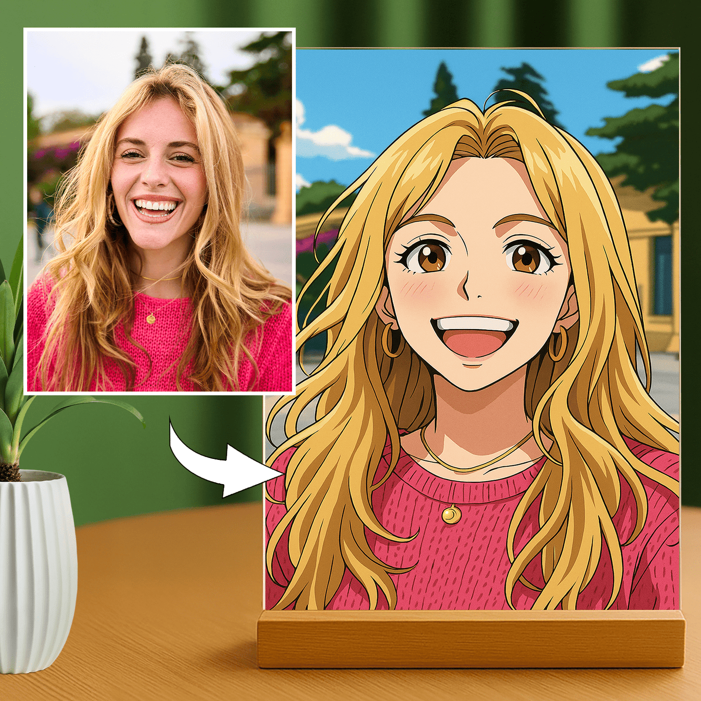 Dziewczyna w stylu anime - portret na szkle akrylowym dla niej - Emmygift.pl