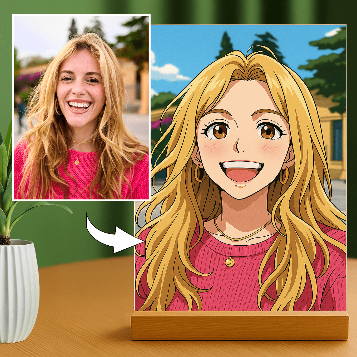 Dziewczyna w stylu anime - portret na szkle akrylowym dla niej - Emmygift.pl