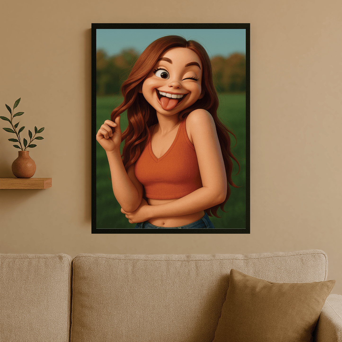 Dziewczyna w stylu karykatury 3D - portret na plakacie dla niej - Emmygift.pl