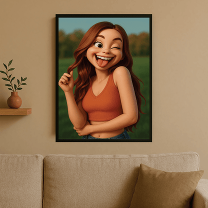 Dziewczyna w stylu karykatury 3D - portret na plakacie dla niej - Emmygift.pl