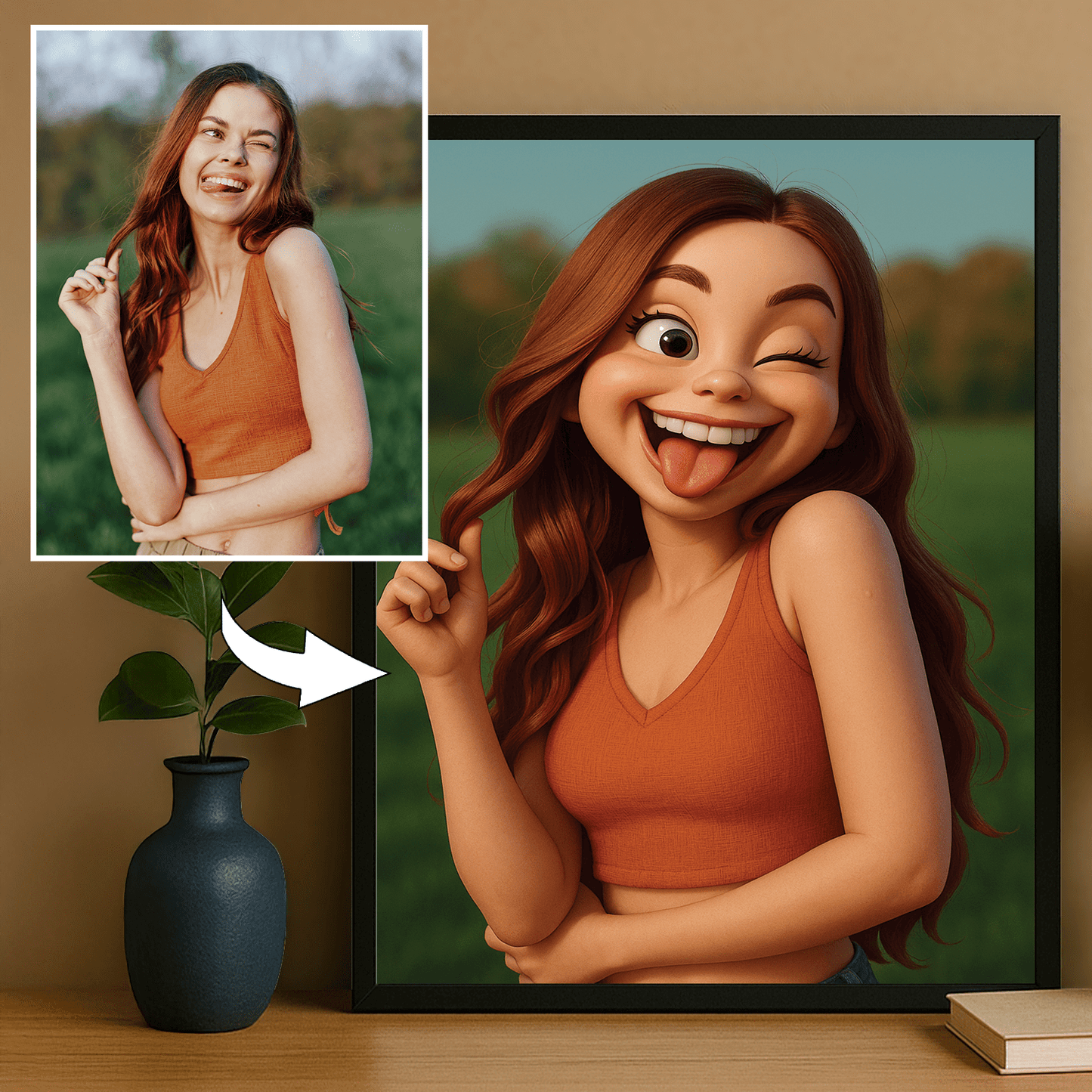 Dziewczyna w stylu karykatury 3D - portret na plakacie dla niej - Emmygift.pl