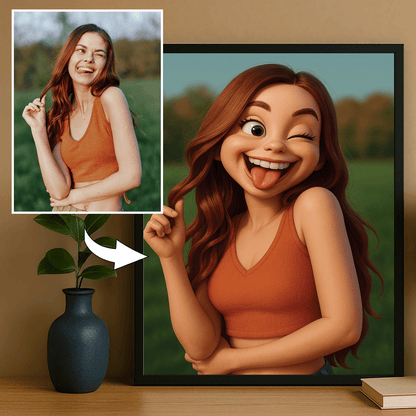 Dziewczyna w stylu karykatury 3D - portret na plakacie dla niej - Emmygift.pl