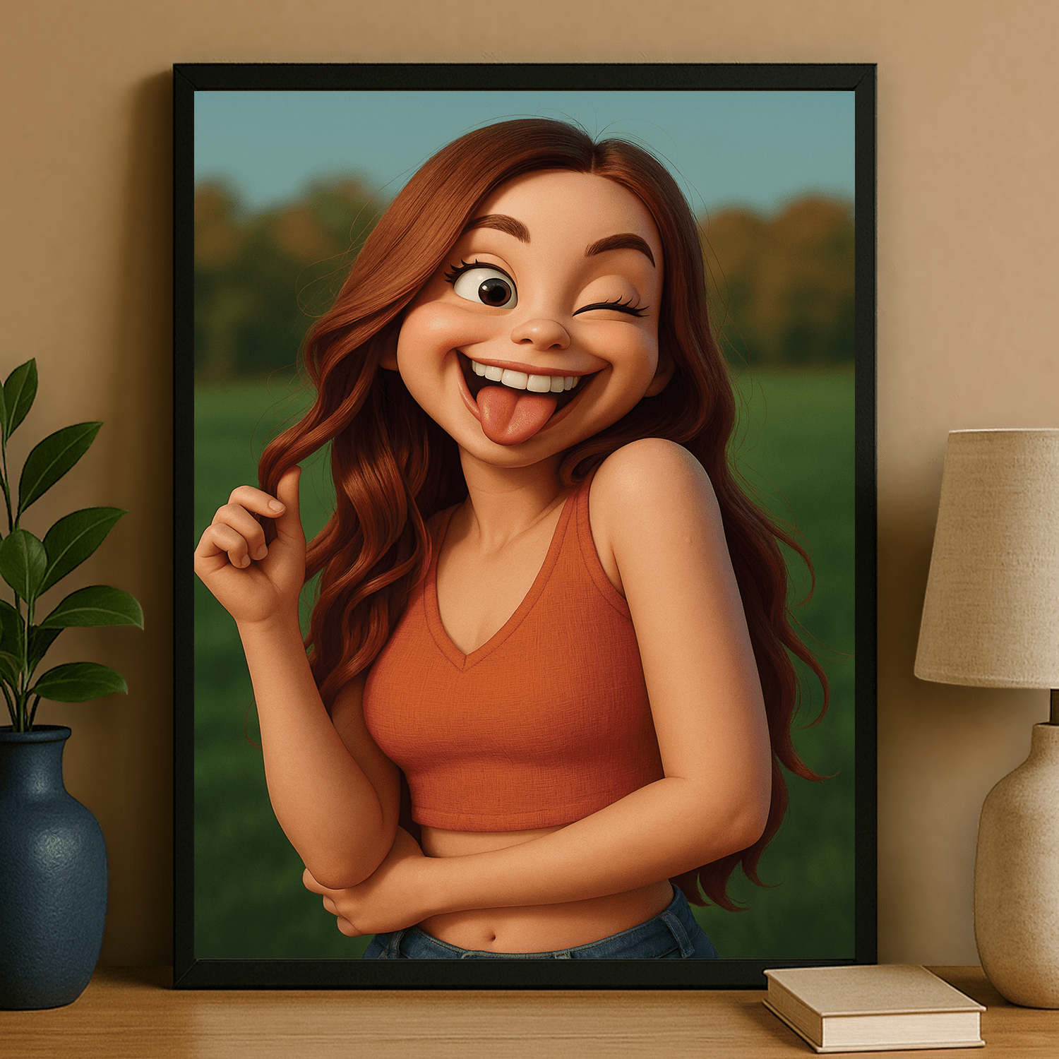 Dziewczyna w stylu karykatury 3D - portret na plakacie dla niej - Emmygift.pl