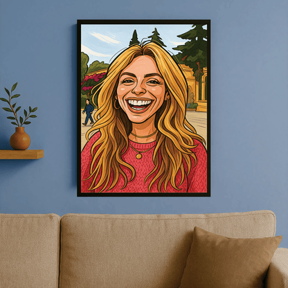Dziewczyna w stylu komiksowego realizmu - portret na plakacie dla niej - Emmygift.pl