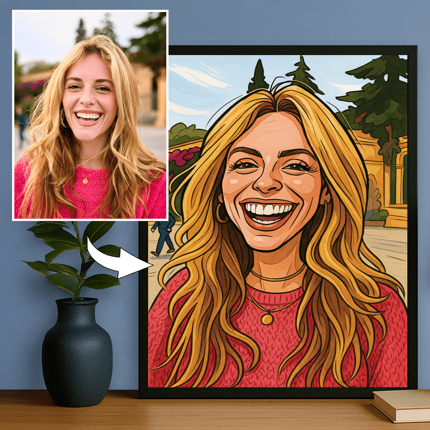 Dziewczyna w stylu komiksowego realizmu - portret na plakacie dla niej - Emmygift.pl