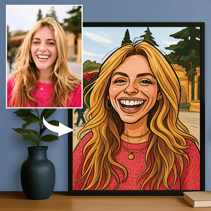 Dziewczyna w stylu komiksowego realizmu - portret na plakacie dla niej - Emmygift.pl