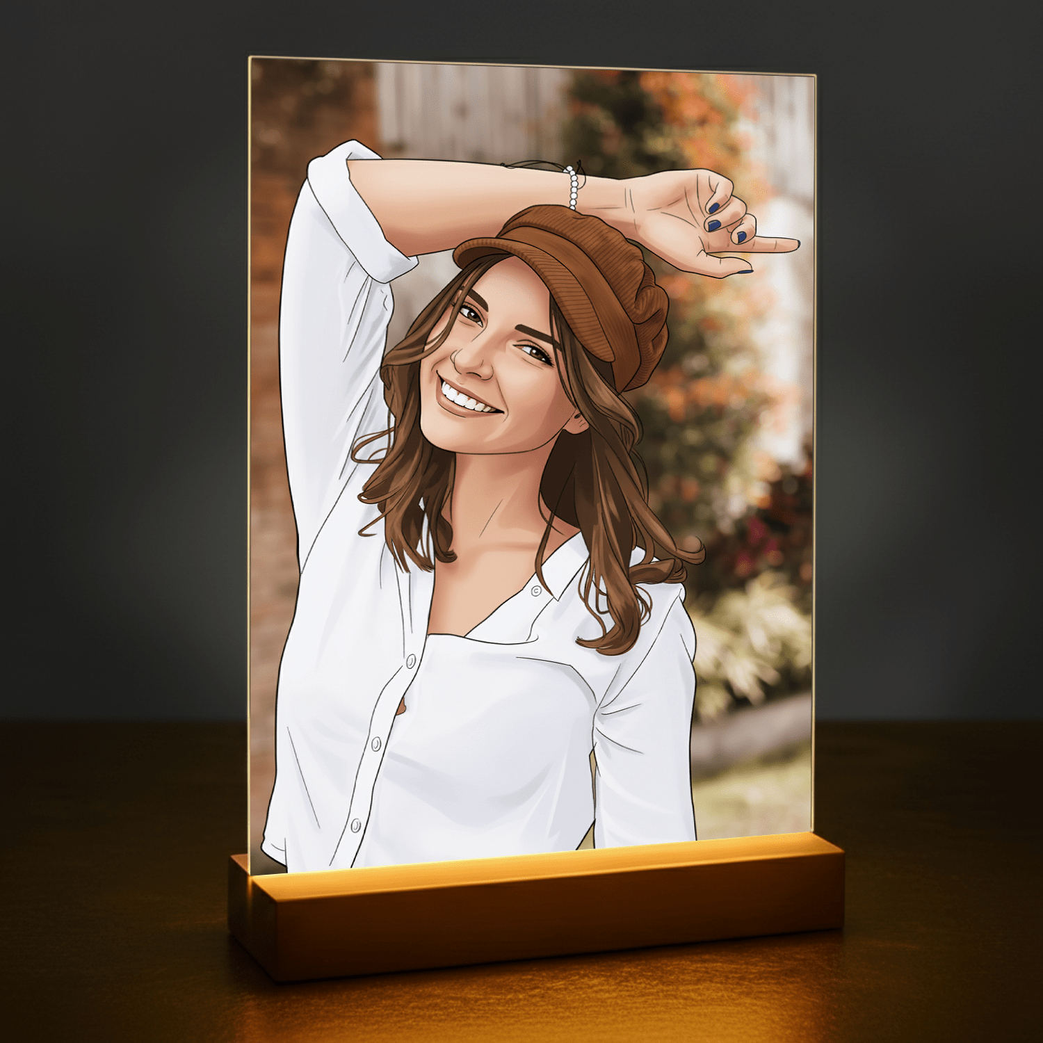 Dziewczyna w stylu kreskówki - portret na szkle akrylowym dla niej - Emmygift.pl