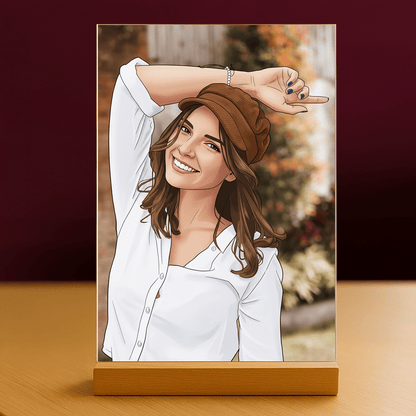 Dziewczyna w stylu kreskówki - portret na szkle akrylowym dla niej - Emmygift.pl