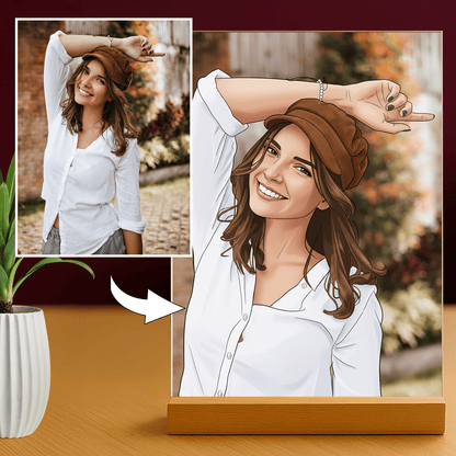 Dziewczyna w stylu kreskówki - portret na szkle akrylowym dla niej - Emmygift.pl