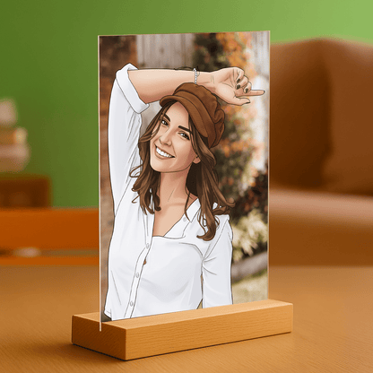 Dziewczyna w stylu kreskówki - portret na szkle akrylowym dla niej - Emmygift.pl