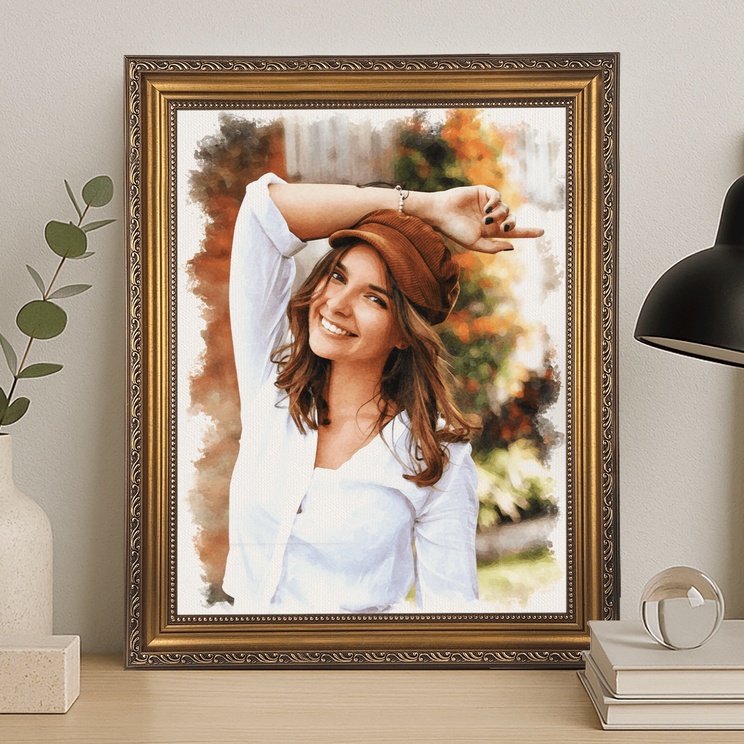 Dziewczyna w stylu watercolor - portret na płótnie dla niej - Emmygift.pl