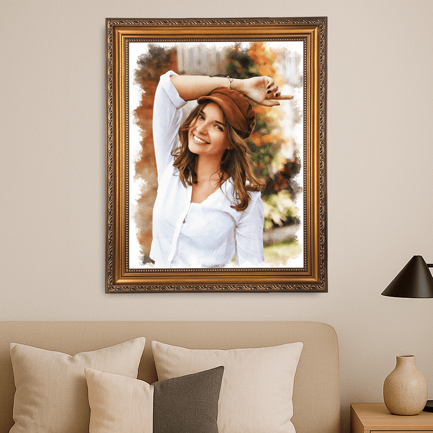 Dziewczyna w stylu watercolor - portret na płótnie dla niej - Emmygift.pl