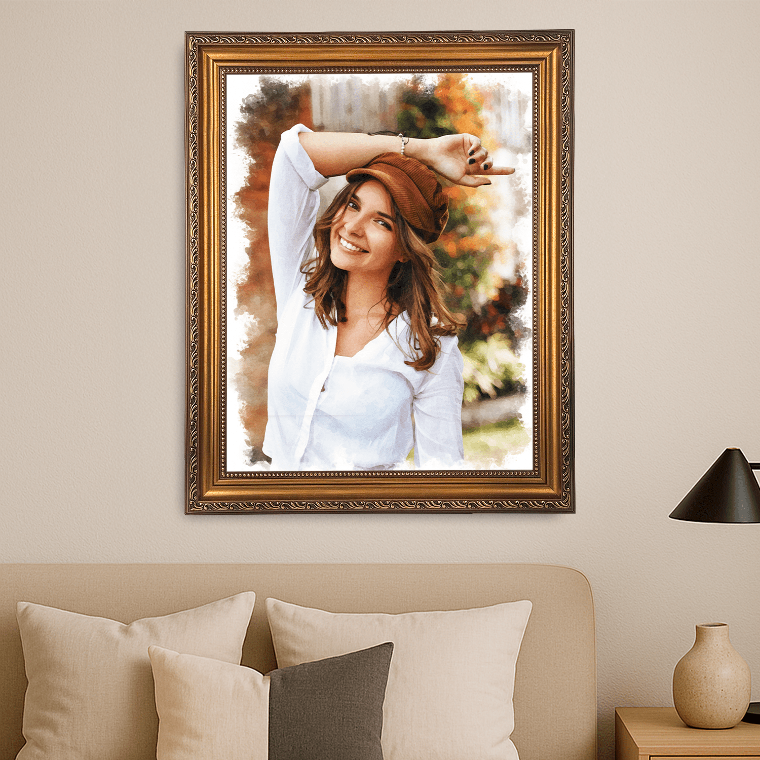 Dziewczyna w stylu watercolor - portret na płótnie dla niej - Emmygift.pl