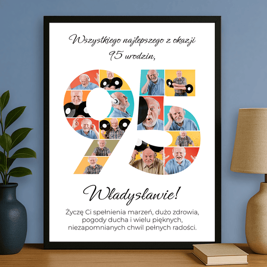 Elegancki personalizowany plakat na 95 urodziny dla mężczyzny - Emmygift.pl