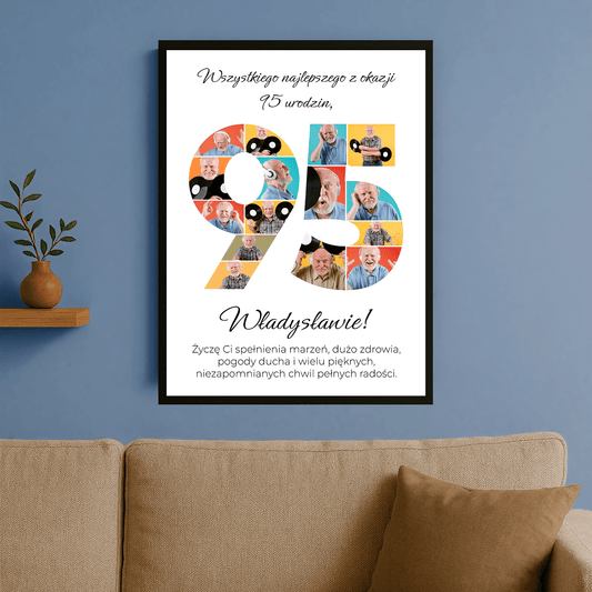 Elegancki personalizowany plakat na 95 urodziny dla mężczyzny - Emmygift.pl