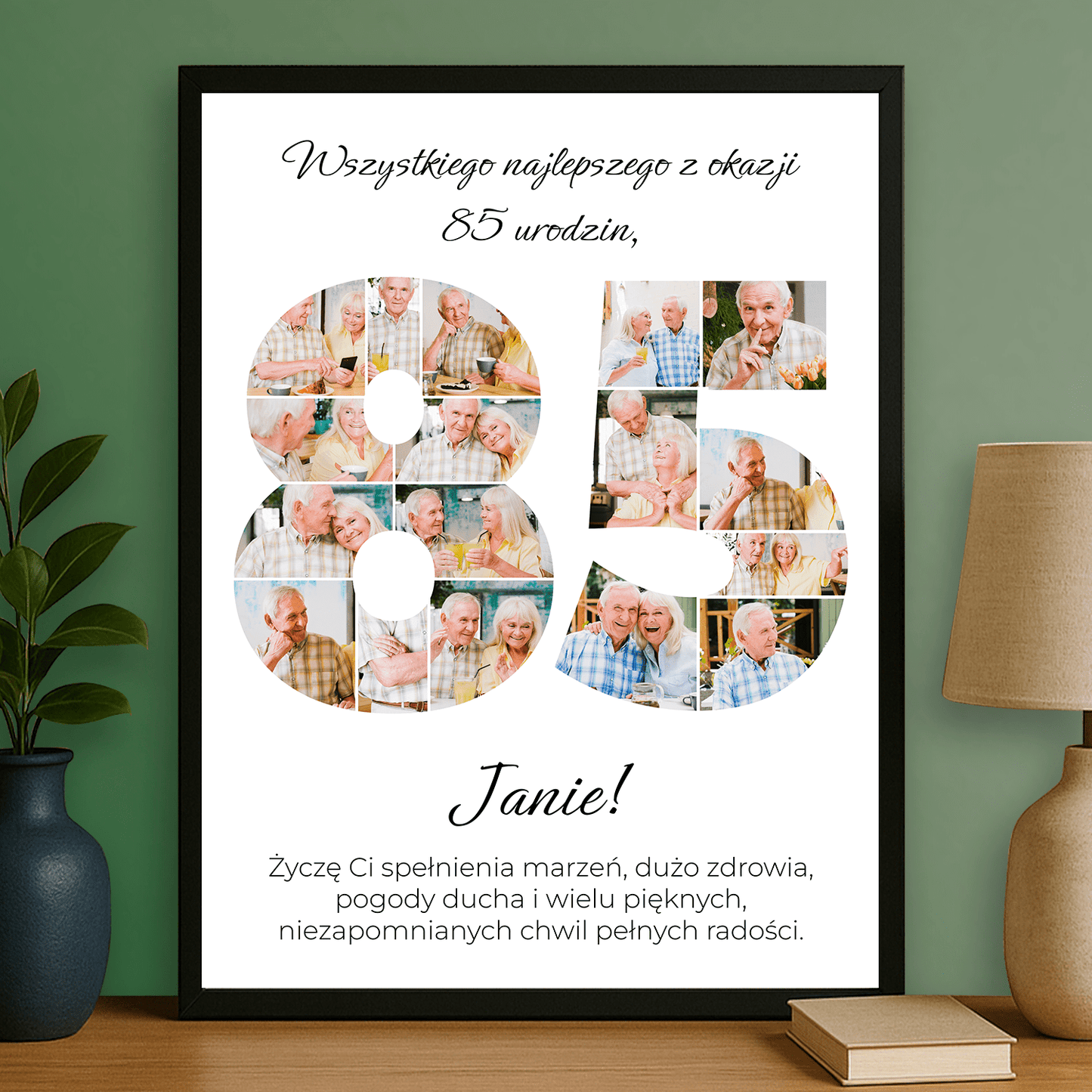 Elegancki plakat personalizowany na 85. urodziny dla niego - Emmygift.pl