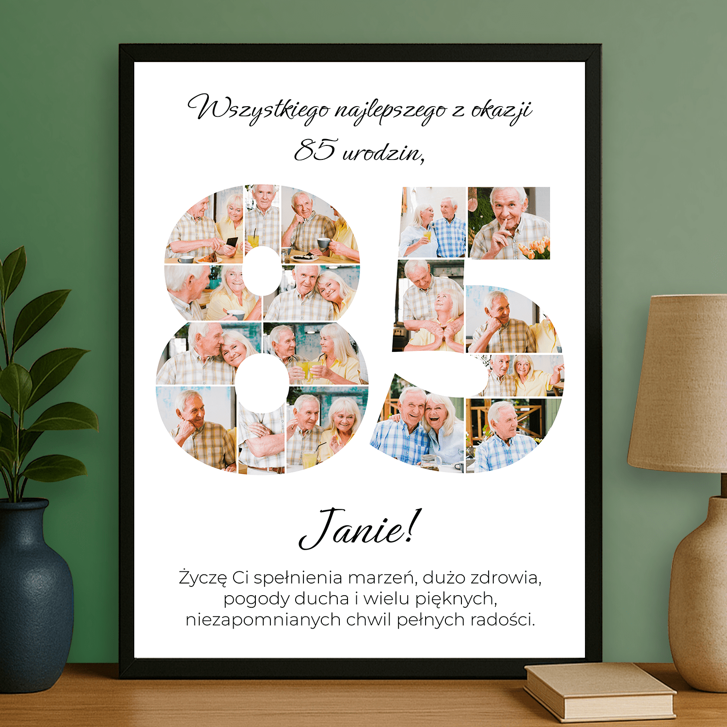 Elegancki plakat personalizowany na 85. urodziny dla niego - Emmygift.pl