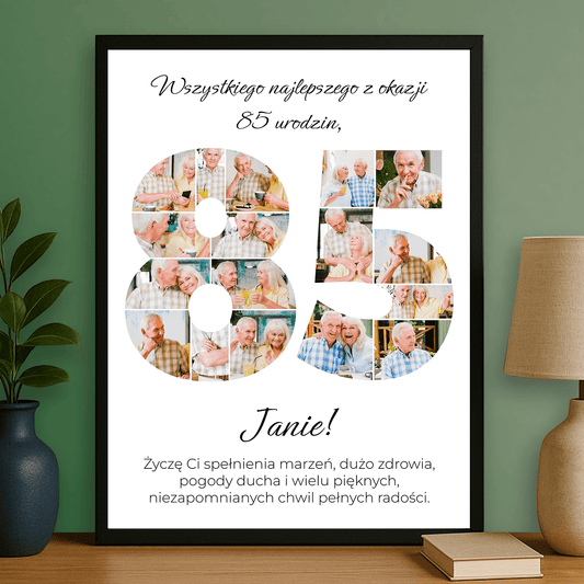 Elegancki plakat personalizowany na 85. urodziny dla niego - Emmygift.pl