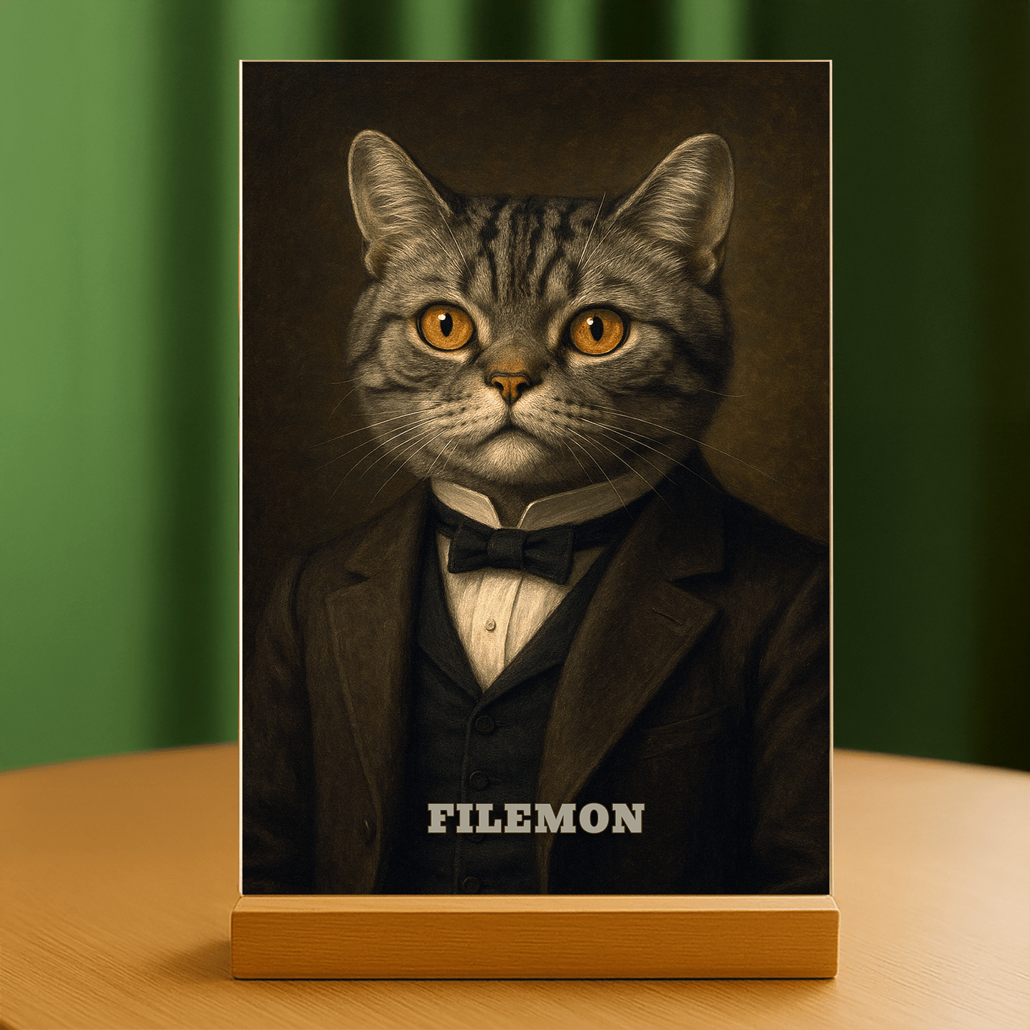 Elegancki portret kota - personalizowany portret na szkle dla miłośnika kotów - Emmygift.pl