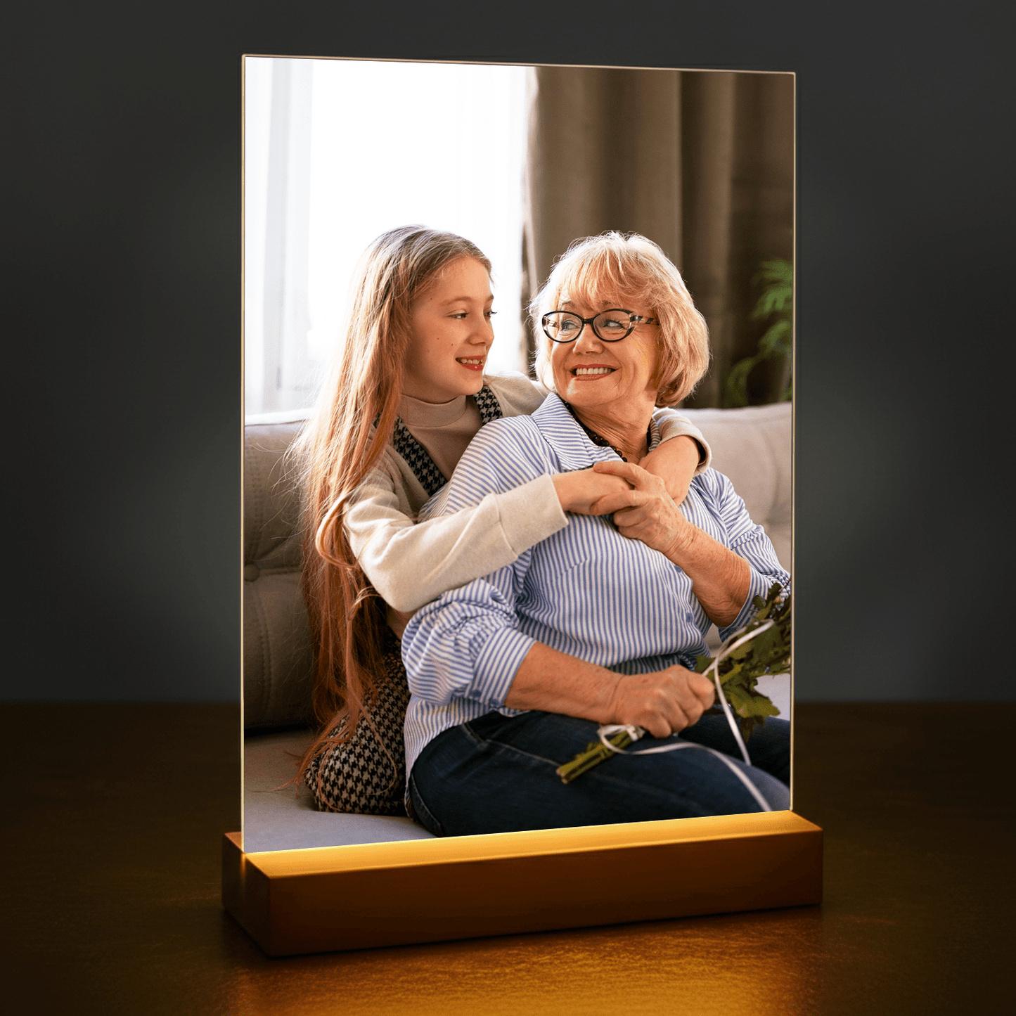 Fotografia babuni i wnuczki - personalizowany druk na szkle dla babci - Emmygift.pl