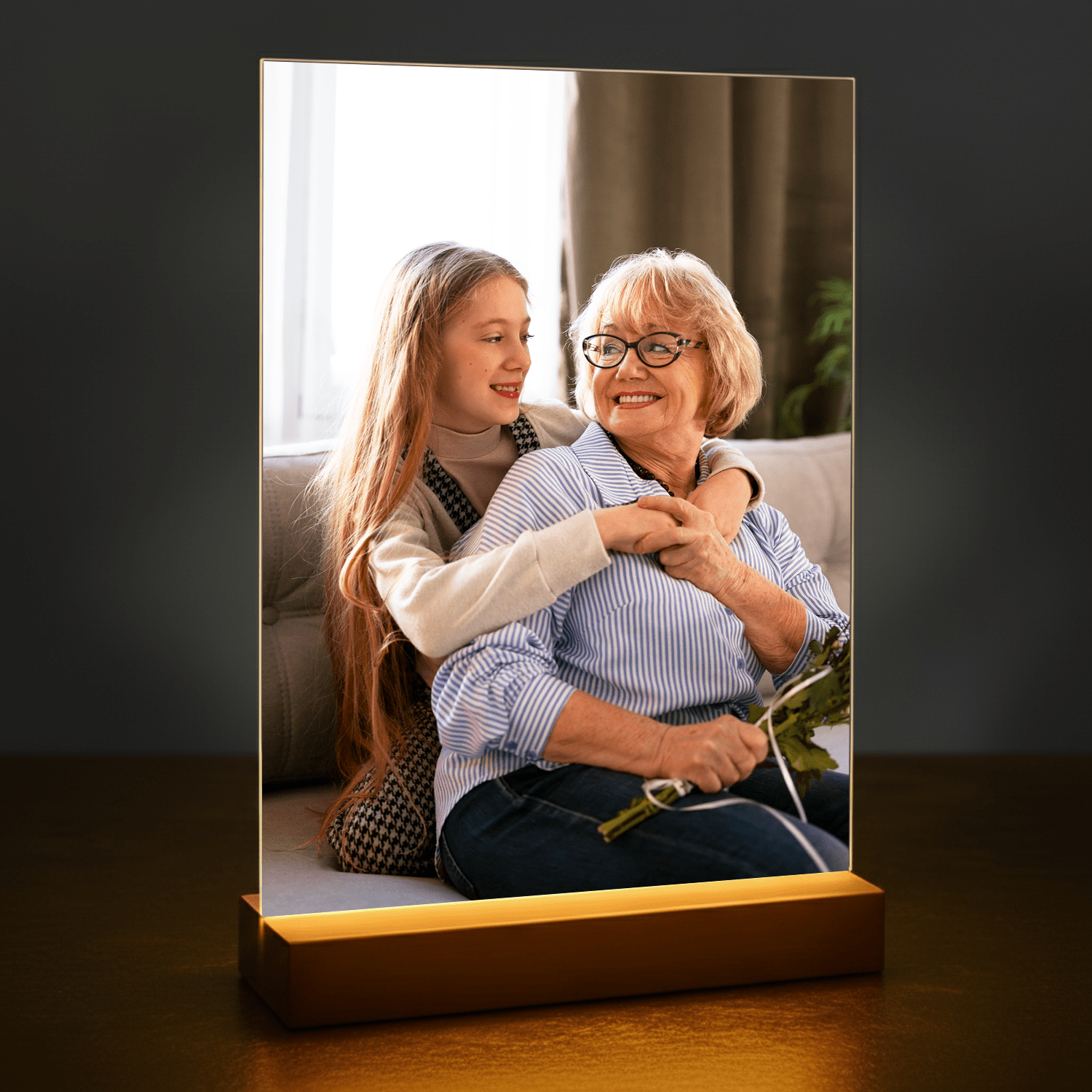 Fotografia babuni i wnuczki - personalizowany druk na szkle dla babci - Emmygift.pl