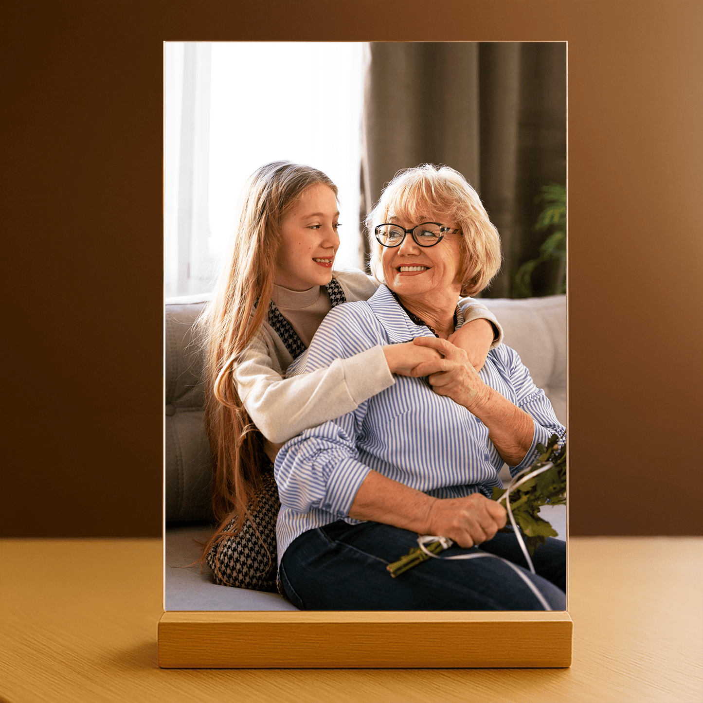 Fotografia babuni i wnuczki - personalizowany druk na szkle dla babci - Emmygift.pl