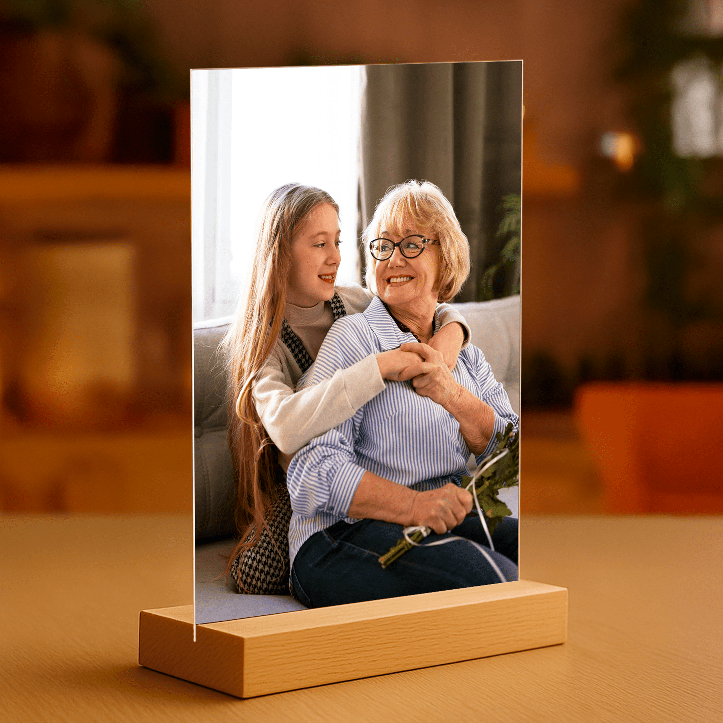 Fotografia babuni i wnuczki - personalizowany druk na szkle dla babci - Emmygift.pl