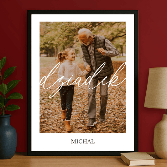 Fotografia + imię dziadka - plakat personalizowany dla dziadka - Emmygift.pl