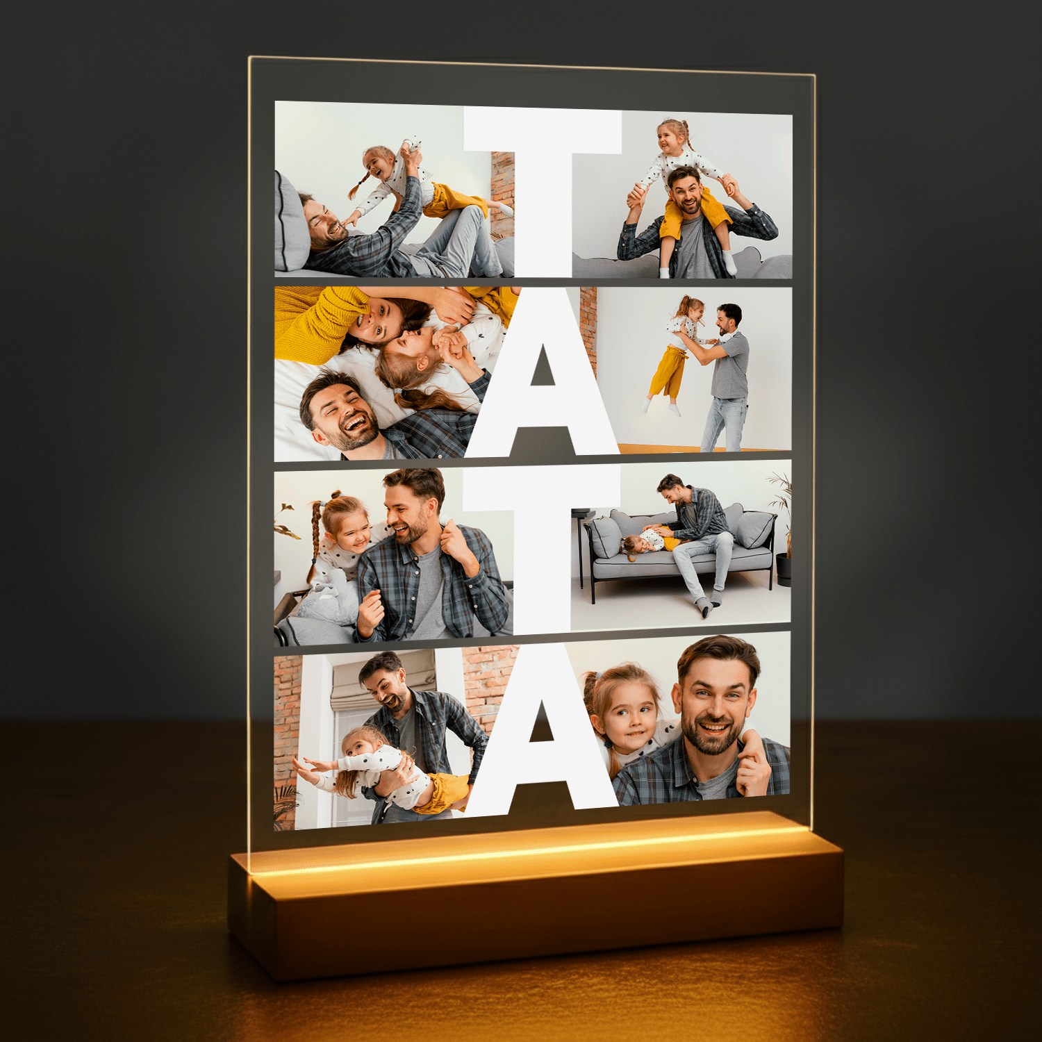 Fotokolaż 8 zdjęć z tatą - druk na szkle akrylowym dla taty - Emmygift.pl