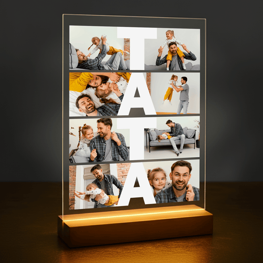 Fotokolaż 8 zdjęć z tatą - druk na szkle akrylowym dla taty - Emmygift.pl
