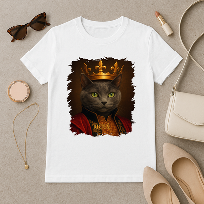 Kot w roli króla - koszulka damska z nadrukiem dla miłośnika kotów