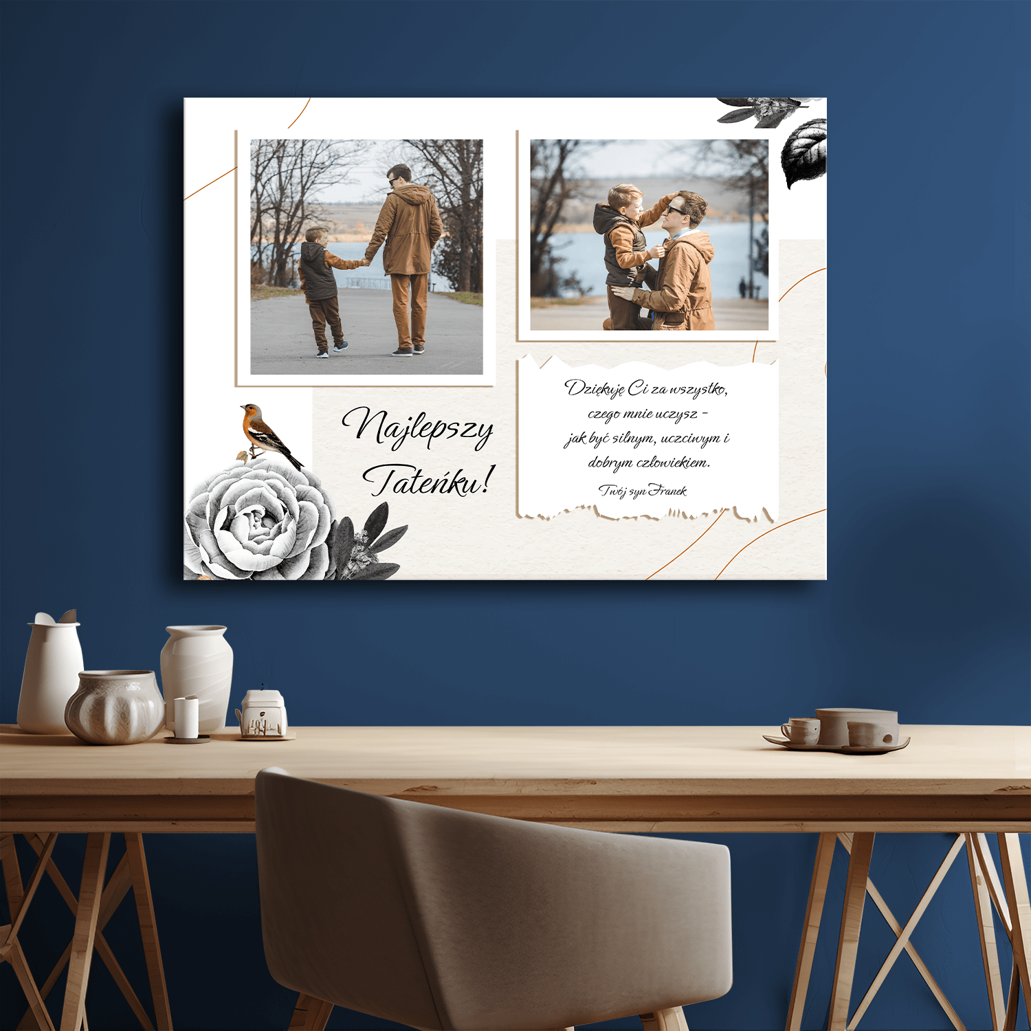 Kolaż dwóch zdjęć + tekst - personalizowany druk na płótnie - Emmygift.pl
