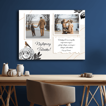 Kolaż dwóch zdjęć + tekst - personalizowany druk na płótnie - Emmygift.pl