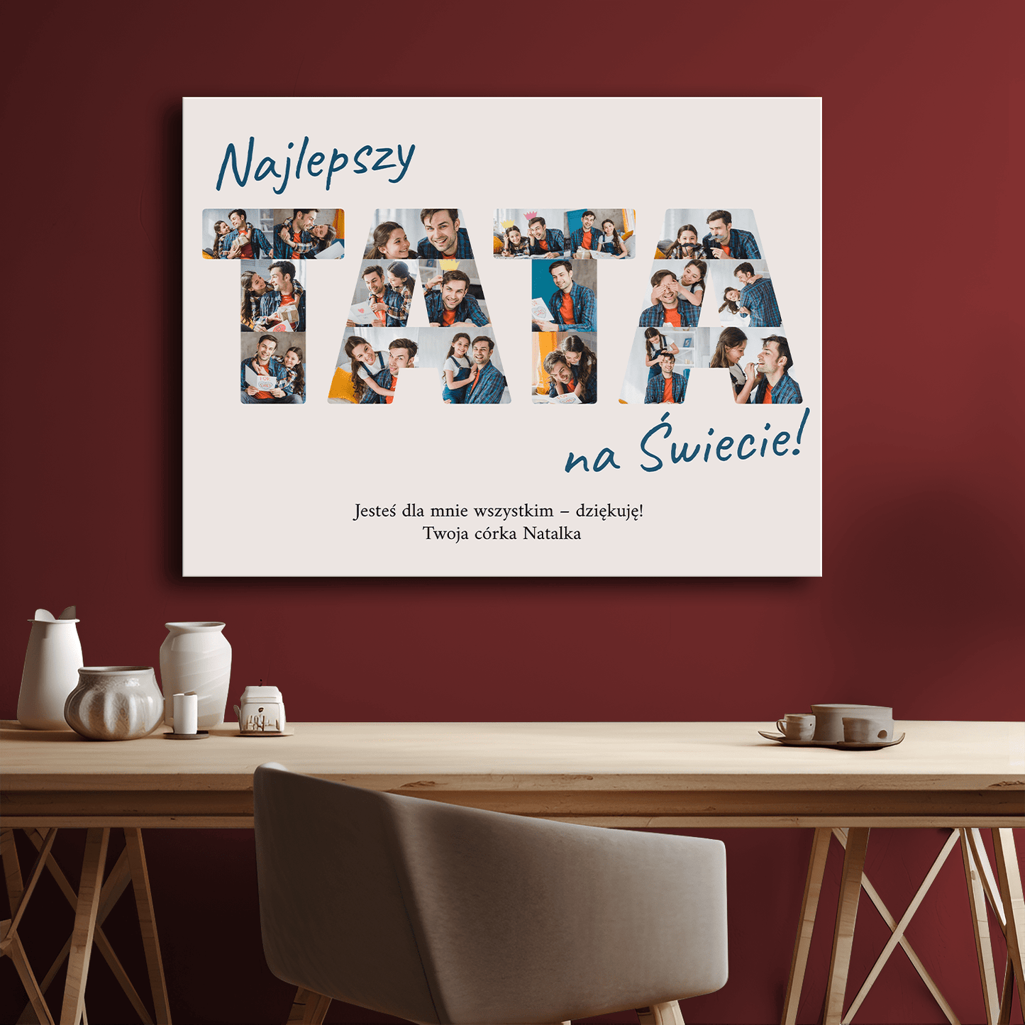 Najlepszy tata na świecie kolaż - personalizowany druk na płótnie - Emmygift.pl