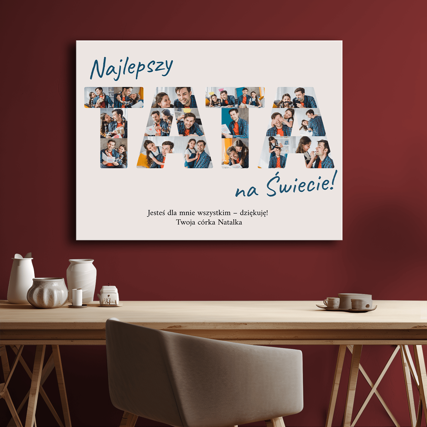 Najlepszy tata na świecie kolaż - personalizowany druk na płótnie - Emmygift.pl