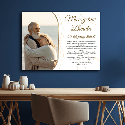 Z okazji 50 rocznicy ślubu - personalizowany druk na płótnie - Emmygift.pl