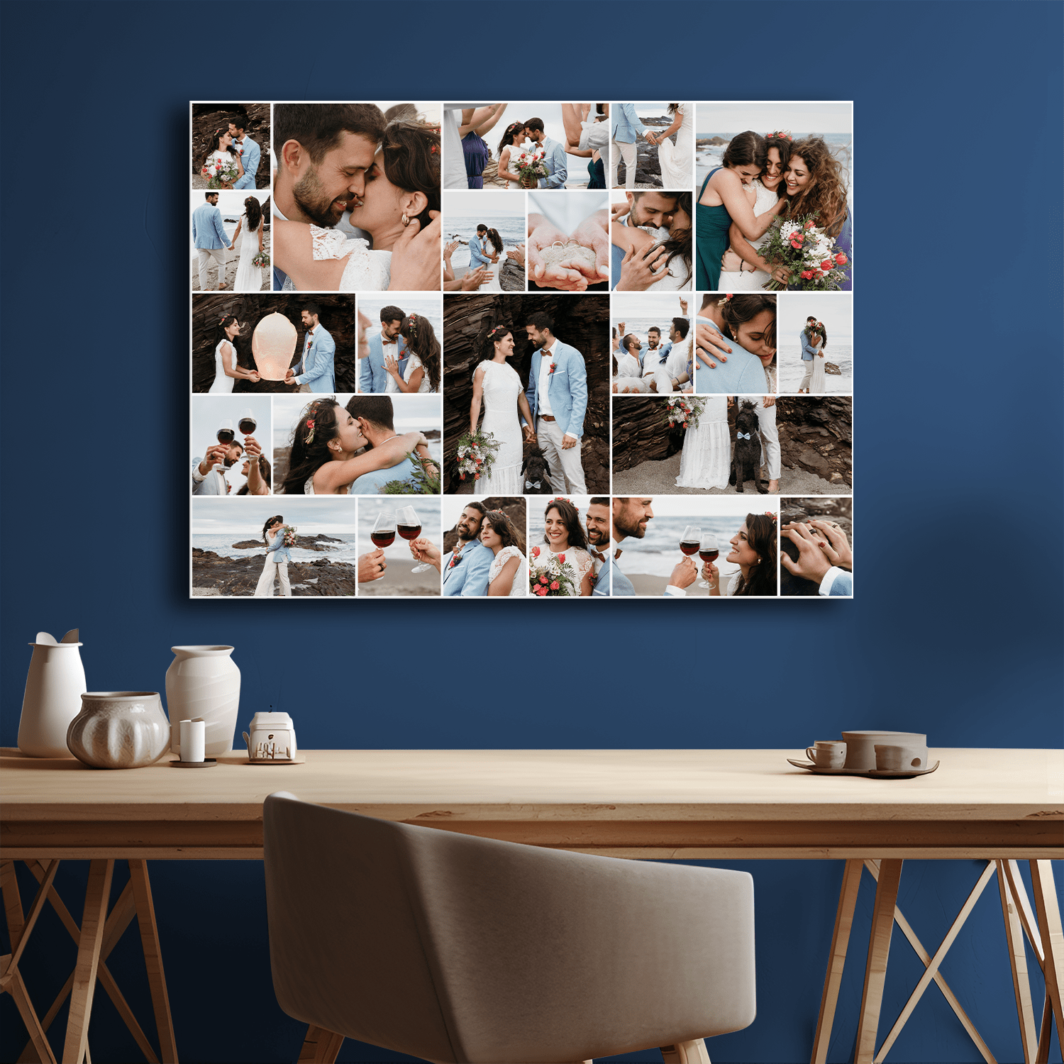 Kolaż ślubny - personalizowany druk na płótnie dla pary - Emmygift.pl