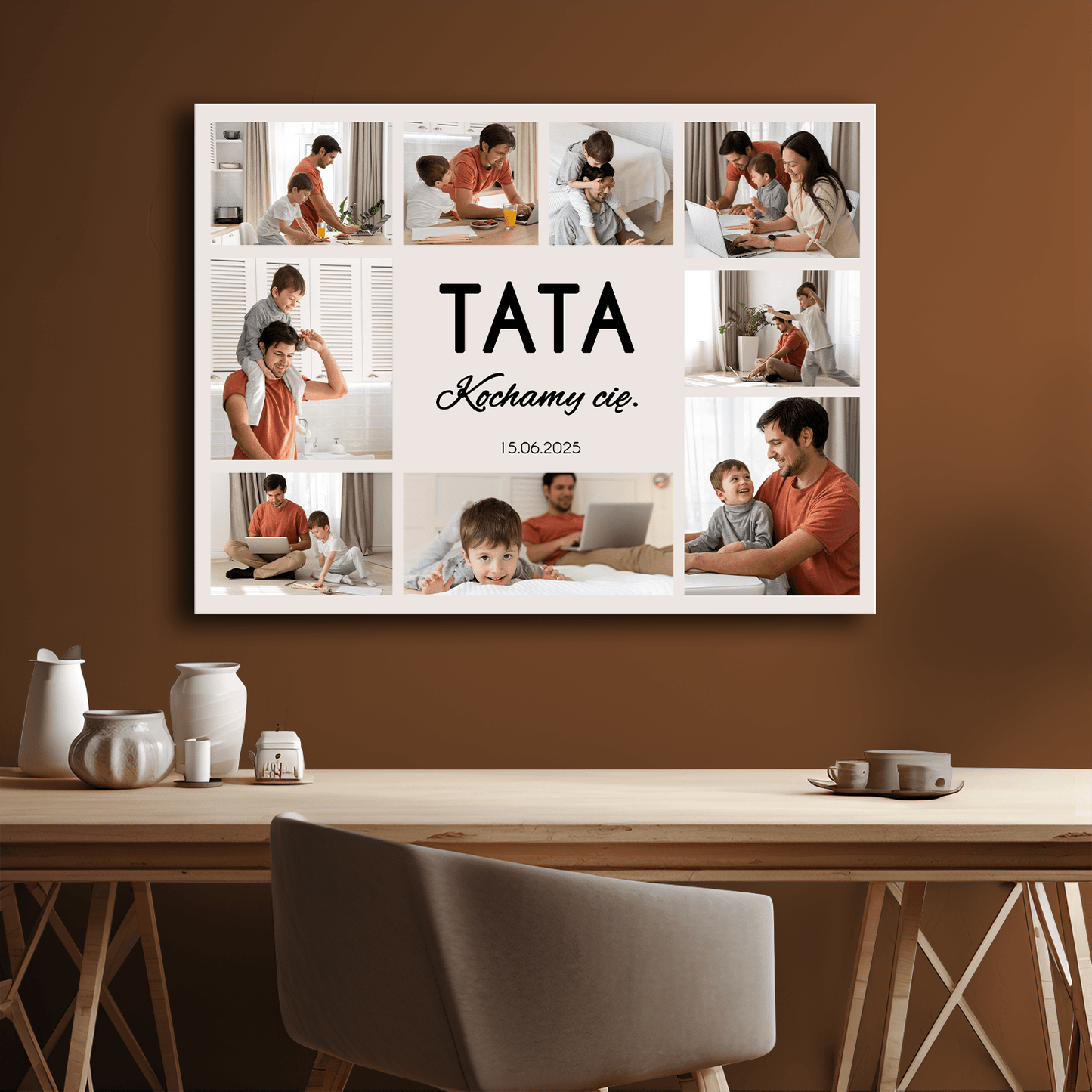 Kolaż 9 zdjęć dla taty - personalizowany druk na płótnie - Emmygift.pl