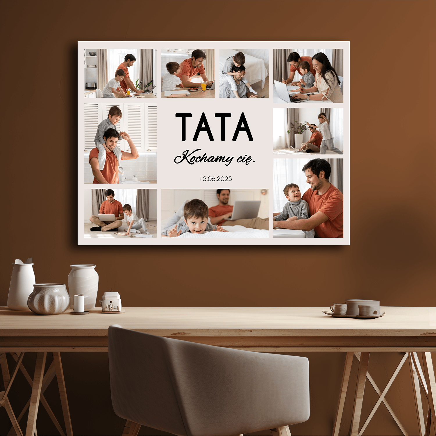 Kolaż 9 zdjęć dla taty - personalizowany druk na płótnie - Emmygift.pl