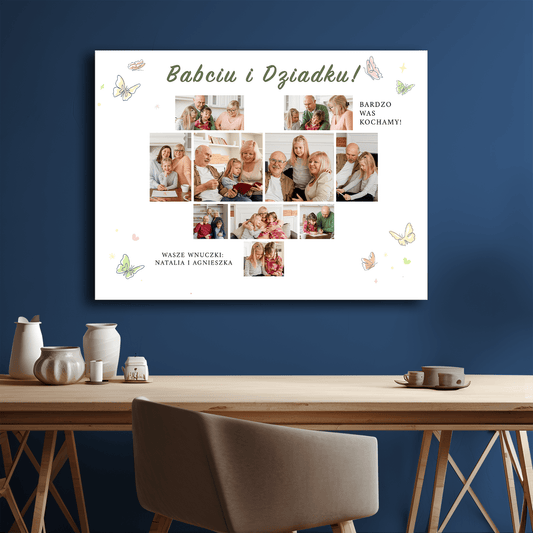 Bardzo Was Kochamy! - personalizowany druk na płótnie dla dziadków - Emmygift.pl