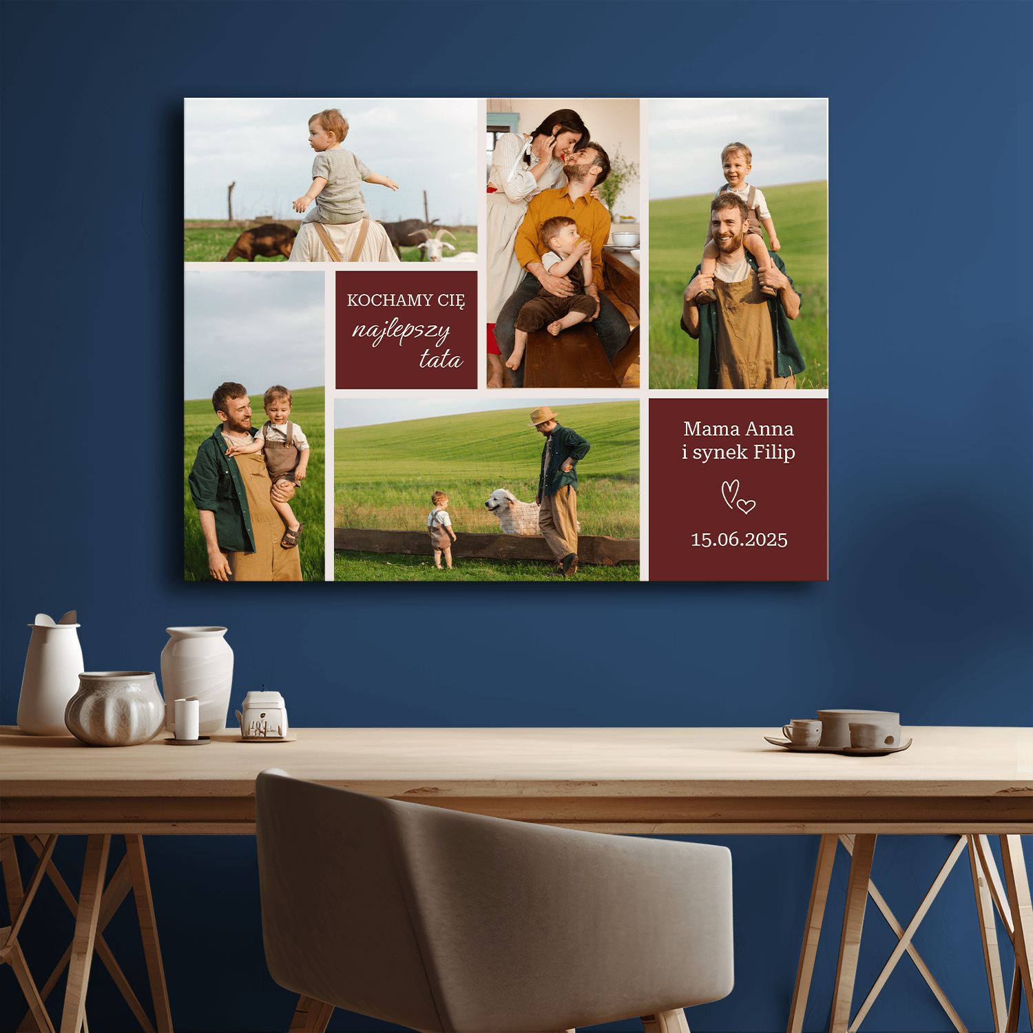 Kochamy Cię - personalizowany druk na płótnie - Emmygift.pl