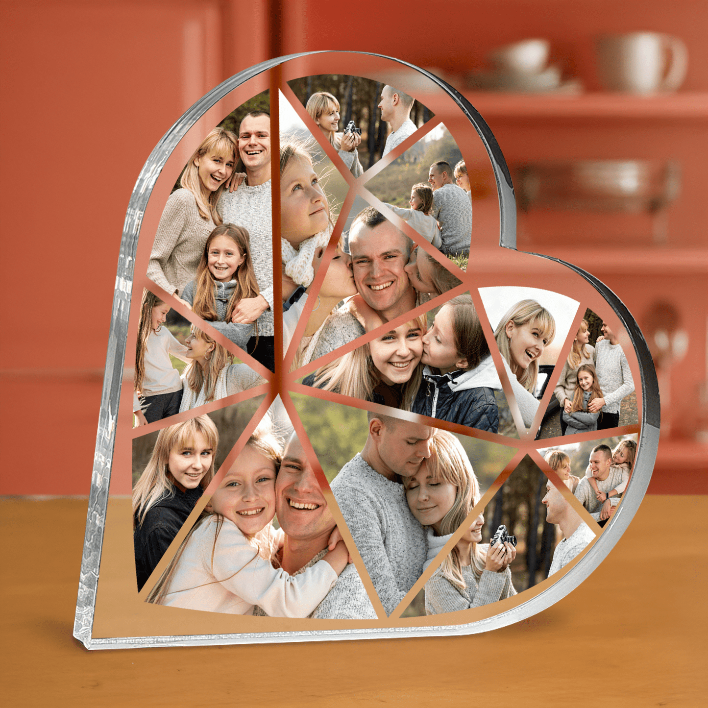 Kolaż zdjęć z rodzicami - personalizowane serce z nadrukiem - Emmygift.pl