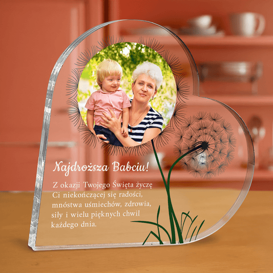Życzenia dla najdroższej babci - personalizowane serce z nadrukiem - Emmygift.pl